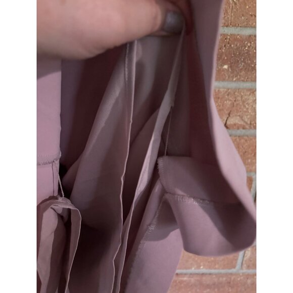 Babaton Aritzia Phoenix Matte Satin Shawl Collar V-Neck Sheath Dress S Blush - Picture 10 of 11